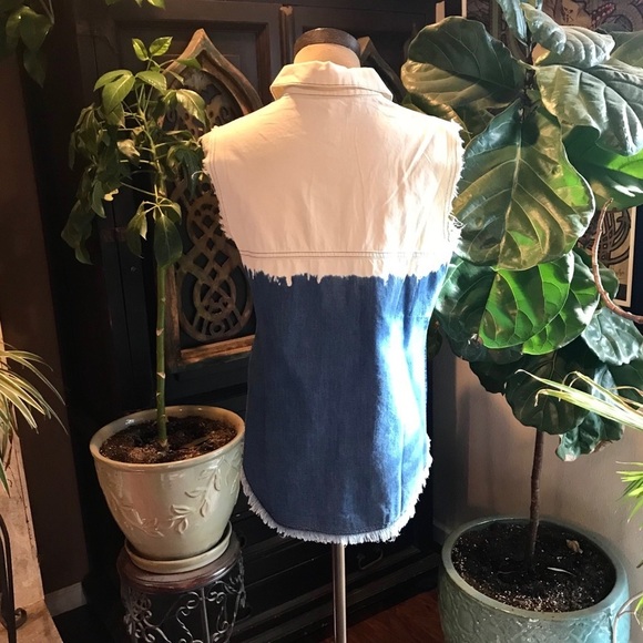 Abigale chambray bleach dip distressed button top - Picture 6 of 8